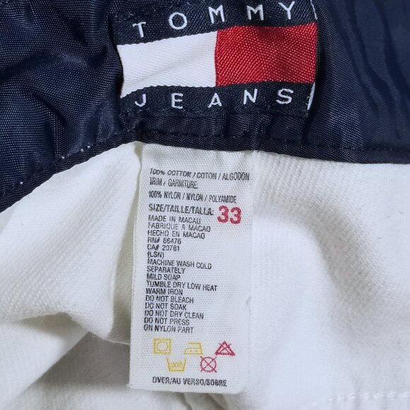 VTG Tommy Jeans Baggy Streetwear Big Flag Logo Denim Jean Shorts OG Y2K Skate 33 - Picture 9 of 15